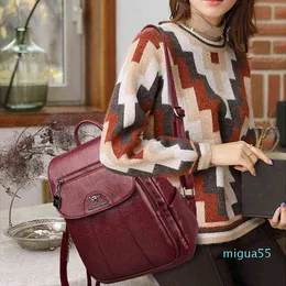 배낭 스타일 9 Kleur vrouwen 소프트 레더 렌 빈티지 SAC A DOS 캐주얼 리진 댐 Bagpack Mochilas