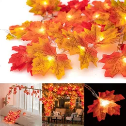 LED Artificial Autumn Maple Leaves Garland Led Fairy Lights for Christmas Decoration Halloween Thanksgiving Party DIY Decor 120pcs