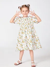 Toddler Girls Ditsy Floral Puff Sleeve Ruched Bodice Dress SHE