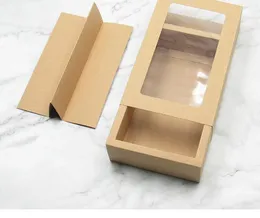 2021 Nowy papier Karta Papier Macaron Box Cake Pudełka z Clear Okno Chocolate Boxes Biskuit Bukienka Muffin Box Pieczenia Opakowania Holiday Szybki statek