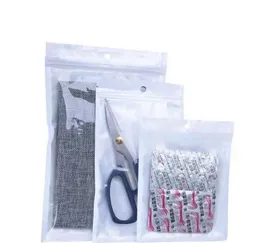 2021 Vit Clear Självtätning Zipper Plast Retail Packaging Poly Pouches Ziplock Zip Bags Paket med Hang Hole