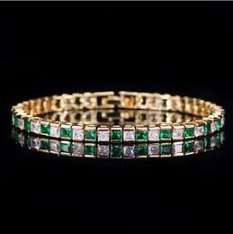Choucong Brand New Wedding Bracelets Luxury Jewelry 18k Gold Fill Princess Cut 5A Cubic Zircon Emerald Gemstones Eternity Party Women Bangle For Lover Gift