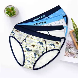 4PC / Pack Boys Boxers Underkläder Söt Dinosaur Print Shorts Teenage Panties Toddler Baby Kläder Bomull Barn Underbyxor 210622