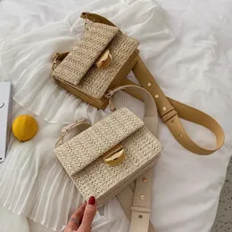 Mini straw crossbody väskor för kvinnor 2021 sommar damer läder plånböcker och handväskor kvinnlig resa axel enkel väska mommy cross body purse