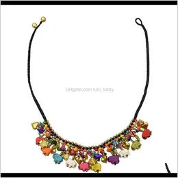 Retro-Stil mit bunten Elefantenform Kiesperlen Liebesglocke Halskette für Frauen Edkbr Perlenketten Aqsdl