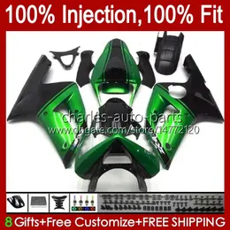 OEM de molde de injeção para kawasaki ninja zx600 zx-6r zx 6r 6 r 600 cc 03-04 corpo 8no.162 zx 636 600cc zx636 2003 2004 bodywork zx-636 zx600c zx6r 03 04 kit de justo verde