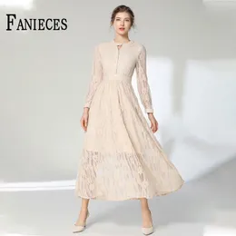 Spring Autumn Women slim long apricot lace shirt dress Office Lady Business A-Line Vestidos robe femme kobieta sukienka 210520