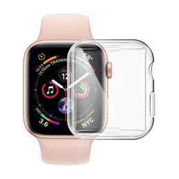 360 Full Front Zakrzywione krawędzie Przezroczyste Przypadki Wyczyść Miękkie TPU Z Ochronnikiem Ekranu Do Zegarek Apple Iwatch Series 2 3 4 5 6 7 41mm 45mm 38mm 42mm 44mm 40 mm