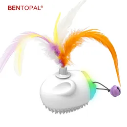 BENTOPAL - Automatic Cat Toys with Feather and Jingle Bell USB-C LED Lights Indoor Smart Interactive Pet Toys Cat Funny Toys 211122