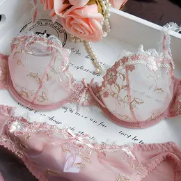 Melekler Şehvetli Lingerie Nakış Bayan İç Çamaşırı Set Seksi Sutyen Şeffaf Sutyen Iç Çamaşırı Keten Seksi Sutyen Set Set AG41202 SI