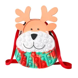 Fidget Toy Cute Elk Bag Fashion Coin Plånbok Handväska Bubbla Press Silikon Förvaringspåsar Barnens Julleksaker Present