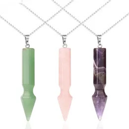 Naturalny szlachetny stożek wisiorek Naszyjnik Healing Crystal Quartz Reiki Chakra Gem Kamienie 18 cali Kobiety Dziewczyny Men Urodziny Prezenty