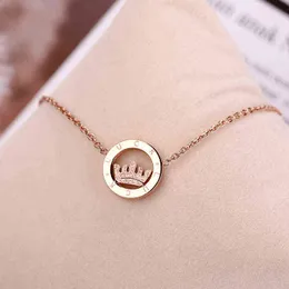 316L Edelstahl Mode Edlen Schmuck Matt Krone Glück Charme Kette Halsband Collier Halsketten Anhänger Für Frauen G1206