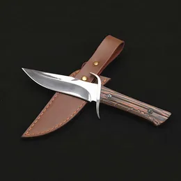 Högsta kvalitet utomhus överlevnad rakt taktisk kniv d2 spegel polsk bowie blad g10 hantera fasta knivar knivar med lädermantel