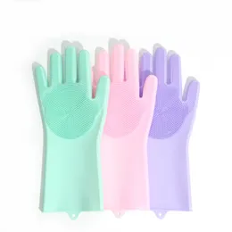 Sponge Dishwashing Silicone Reusable Cleaning Brush Heat Resistant Scrubber Gloves for Housework Kitch