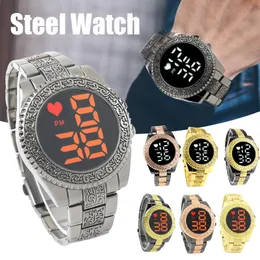 Relógios de pulso homens redondam discagem redonda assistir aço strap machy wristwatch elegante tempo preciso leitor fácil d88
