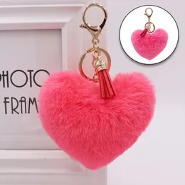 Serce Pompon Keychain Multicolor Pompon Key Chain Lady Torebka Keyring Handmade Tassel Akcesoria Breloczek Wisiorek Dekoracja