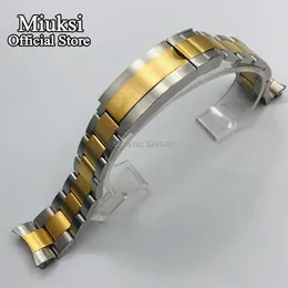 20mm gold 316L solid stainless steel watch band folding buckle fit 40mm watch case mens strap