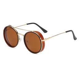 Occhiali da sole di design rotondo retrò per donna telaio in metallo occhiali da sole UV protezione da uomo glassa da sole