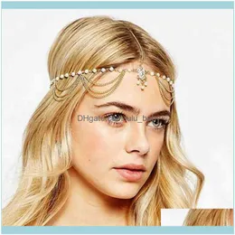 Pannband juvelryfashion pärla smycken aessory tassel brud hårband dekoration för kvinnor kristall dingle headpiece bröllop drop leverera