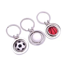 Party Favor 3D Sports Rotating Basketball Football Golf Keychain Souvenirs Pendant Keyring Key Fob Ball Gifts ZWL149