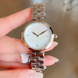 Ny minimalism Mor av Pearl Quartz Klockor för kvinnor Geometrisk Circle Wristwatch Rostfritt stålklocka