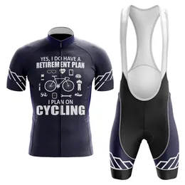 2024 Piano di Pensionamento Blu Cycling Jersey Set Estate Mountain Bike Abbigliamento Pro Bicicletta Cycling Jersey Abbigliamento Sportivo Vestito Maillot Ropa ciclismo