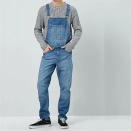 Erkek Moda Denim Bib Tulum İş giysileri kot pantolonlar, insan için askı pantolonları yıkanmış mavi boy s-xxxl