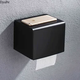 Bathroom accessories stainless steel square black wall-mounted toilet tissue holder bathroom waterproof paper holder tissue box 220117