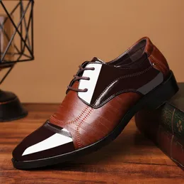 Biuro Mężczyźni Sukienka Buty Formalne PU Skórzane Luksusowe Mody Groom Wedding Męskie Oxford Shoe Casual Plus Size 38-48