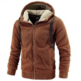 Men's Fleece Jacket Hooded Large Size Winter Parka Men Windbreakers Thick Warm Anorak Husband Autumn Black Fur Coat Male 211110
