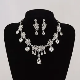Delicate Luxury Crystal Rhinestone Jewelry Wedding Bridal Necklace Earrings Set For Bride Accessories Evening Prom Party Homecoming Women Jewelrys Hot