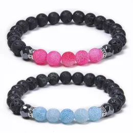 Fashion Natural Lave Rock Stone Bracelet Weathered Agate Beads Bracelet for Women Men Elastic Rope Bangles Handmade Jewelry