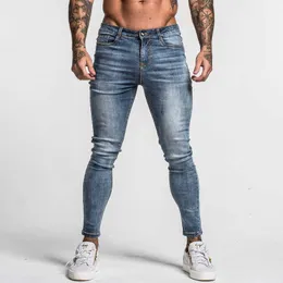 Gingtto Men's Skinny Jeans Faded Blue Middle Waist Classic Hip Hop Stretch Pants Cotton Comfortable Drop Supply zm46 210622