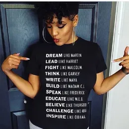 Dröm som Martin Led som Harriet Black History Quotes Slogan T-shirt Unisex Tumblr Fashion Casual Black Tee Shirt 210518