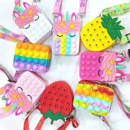 In Stock Kawaii Coin Purse Pops Fidget Toys Reliver Stress Toy Rainbow Push Bubble Simpl Dimmer Antistress Child Bag Wholesale 0600