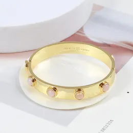 Bangle Simple Crystal Stone Rivet Gold-Plated Logo to Open Wide Version Armband