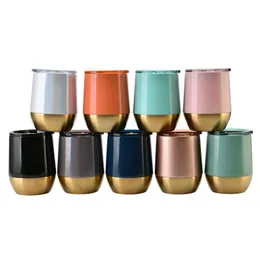 Wine Tumbler 13oz with Lids Water Bottles 304 Stainless Steel Coffee Cups Rose Gold Beer Mugs T500541