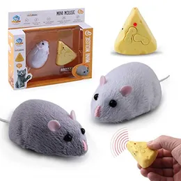 Elektronisk fjärrkontroll mus leksaker för katter leksak interaktiv katt retande plysch emulering råtta möss 360 roterande leksak för hund husdjur 211122