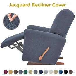 Recliner Chair Cover Stretch Tjock Soft Recliner Slipcover Jacquard Soffa Soffa Fåtölj Kall 4 Separat stycke Elastiskt Protector 211102