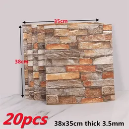 20st 3D Brick Wall Stickers Papper för vardagsrum sovrum tv -dekor xpe skumvattentät självhäftande klistermärke 220217