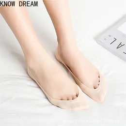 KNOW DREAM Ice Silk Women's Socks Summer Shallow Women Pure Cotton Silicone Boat Printed 210720