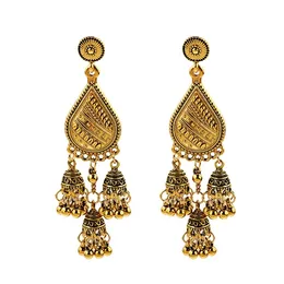 Boho Indian Jhumka Jewelry Small Bells Long Tassel Drop Earring Bohemia Vintage Ethnic Dangling Earrings For Women