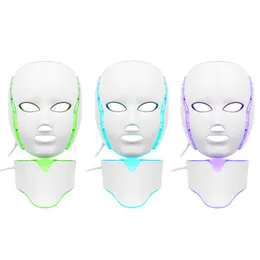 7 LED lights Photon Therapy PDT Skin Rejuvenation Beauty Machine Facial Neck Mask With Microcurrent For Face Whitening