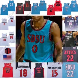 Nya Aztecs baskettröjor State 2021 Custom San Diego Basketball Jersey NCAA College Malachi Flynn Matt Mitchell Schakel Yanni Wetzell K