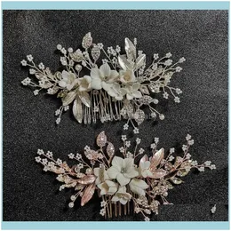 JEADYLLOLLBRIDAL Ręcznie robione kryształowe kryształki perły kwiat biżuterii grzebień homowanie ślubne włosy Aessories Druhny Drop dostarczenie 2