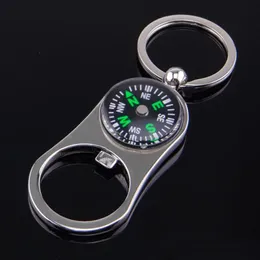 Party Favor Outdoor Compass Bottle Opener with Metal Key Ring Chain Keyring Keychain Wine Beer Bottle Openers Bar Tool as Gifts