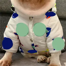 Mais recente casual pet jaqueta de algodão com capuz impresso casaco vestuário para cães bulldog teddy schnauzer roupas para filhotes costume306j