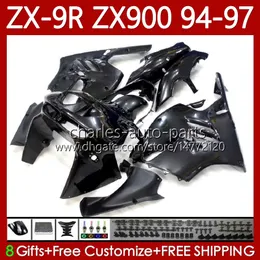 Zestaw do nadwozi do Kawasaki Ninja ZX-9R ZX900 ZX 9R 9 R 900 CC 1994-1997 Bodys 100NO.17 ZX9 R 900CC ZX-900 ZX9R 94 95 96 97 ZX900C 1994 1995 1996 1997 OEM Wording Black All Hot