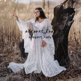 Abiti da sposa bohémien in pizzo vintage all'uncinetto 2022 Abito da sposa country hippie svasato a maniche lunghe all'aperto Robe De Soir￩e De Mariage